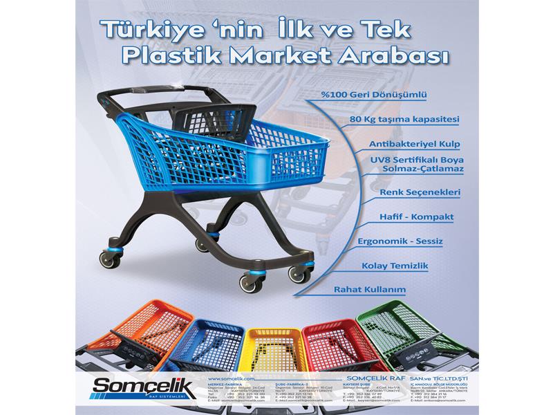 Plastik Market Arabası (Metal Şasi) Bebe Setli 100 LT