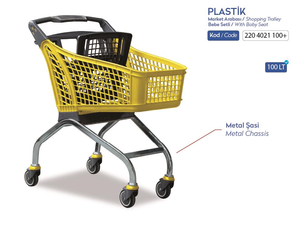 Plastik Market Arabası (Metal Şasi) Bebe Setli 100 LT